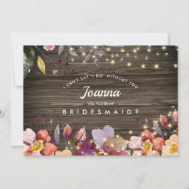 Werden Sie meine Bridesmaid sein? Barn Wood Floral Einladung