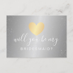 Werden Sie meine Bridesmaid sein - Glam Heart Gold Einladung