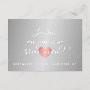 Werden Sie meine Bridesmaid sein - Glam Herzsilber Einladung