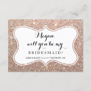 Werden Sie meine Bridesmaid sein - Glitter-Rose Go Einladung