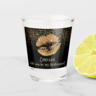 Werden Sie meine Bridesmaid sein - Gold Lippen? Schnapsglas