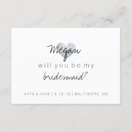 Werden Sie meine Bridesmaid sein - Herz-Fab-Silber Einladung