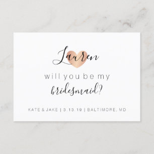 Werden Sie meine Bridesmaid sein - Herz Glam Rose  Einladung