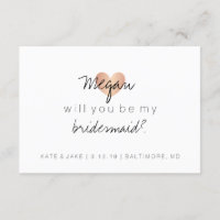 Werden Sie meine Bridesmaid sein - Herz Glam Rose 