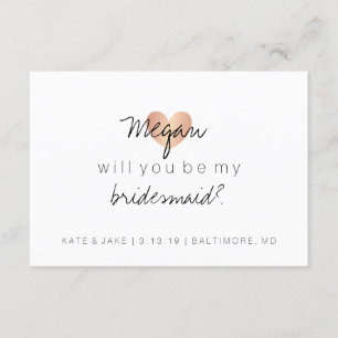 Werden Sie meine Bridesmaid sein - Herz Glam Rose  Einladung