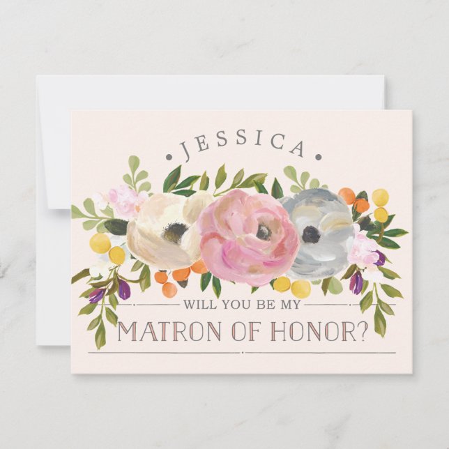Werden Sie meine Bridesmaid sein - Matron der Ehre Einladung (Vorderseite)
