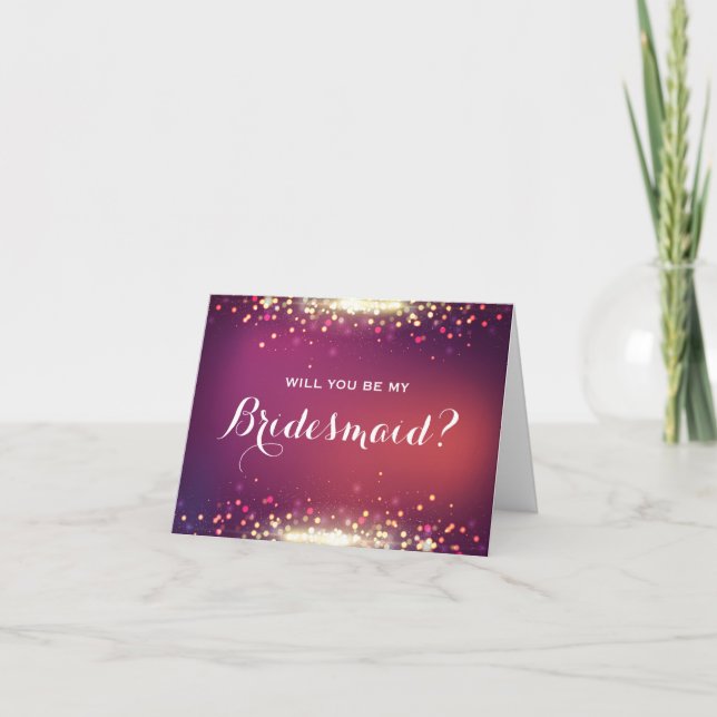 Werden Sie meine Bridesmaid Shiny Gold Sparkle Pun Einladung (Vorderseite)