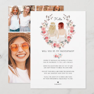 Werden Sie meine Bridesmaid/Trauzeugin Vorschlag I Einladung