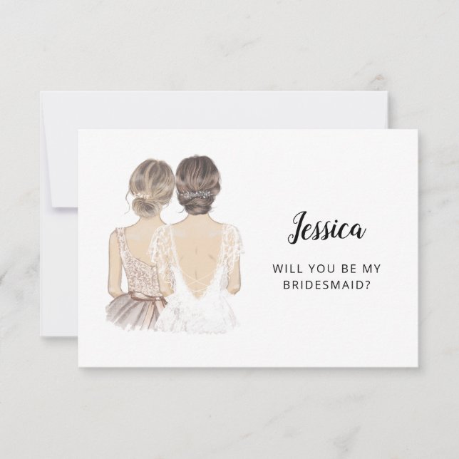 Werden Sie meine Bridesmaid-Vorschlagskarte sein Einladung (Vorderseite)