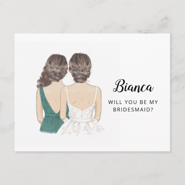 Werden Sie meine Bridesmaid-Vorschlagskarte sein Postkarte (Vorderseite)