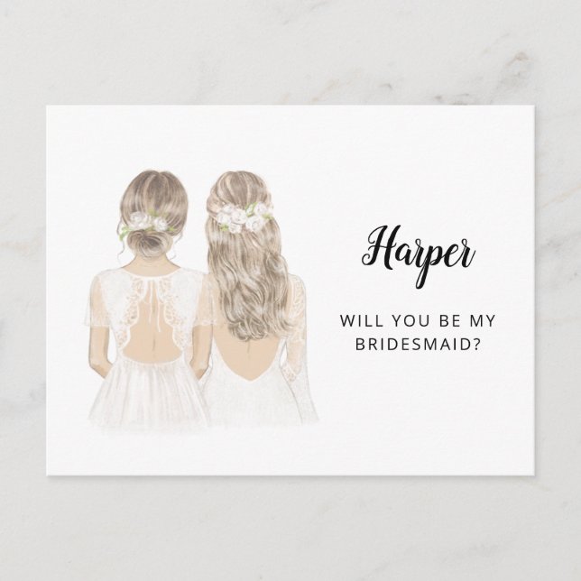 Werden Sie meine Bridesmaid-Vorschlagskarte sein Postkarte (Vorderseite)