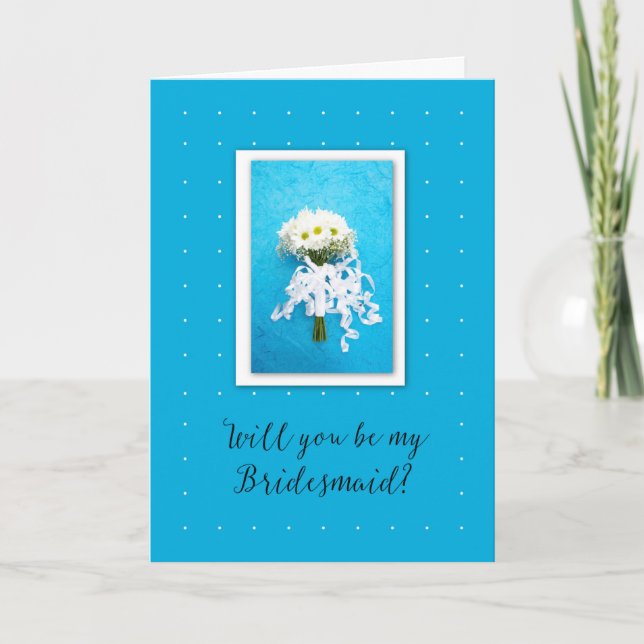 Werden Sie meine Bridesmaid Wedding Daisies on Blu Karte (Vorderseite)
