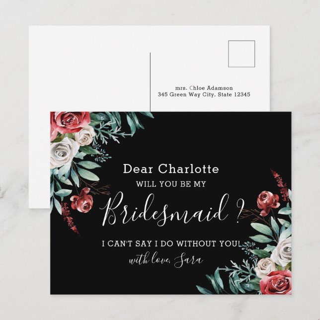 Werden Sie meine Bridesman-Karte Bohemische schwar Postkarte (Vorne/Hinten)