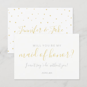 Werden Sie meine Ehrenkarte sein - Gold Dots White Einladung