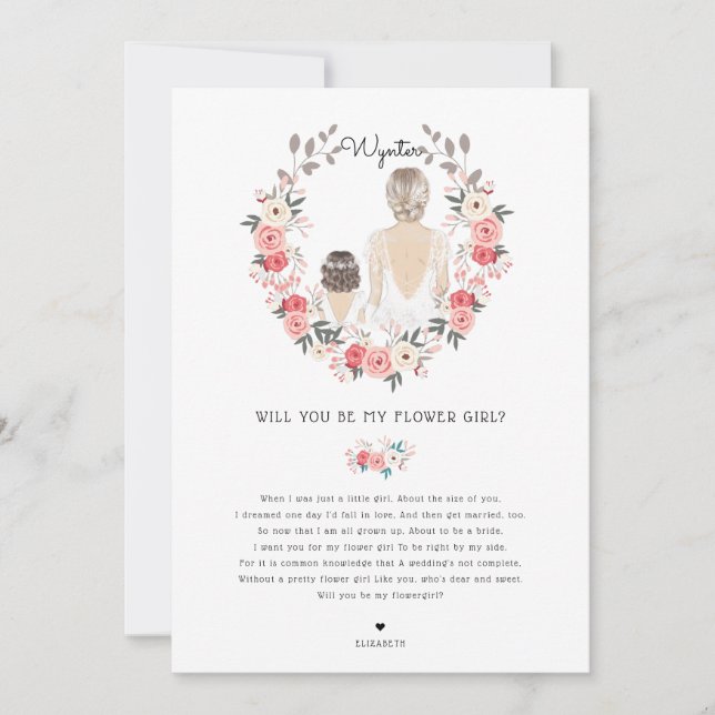 Werden Sie meine "Flower Girl"-Vorschlagskarte sei Einladung (Vorderseite)