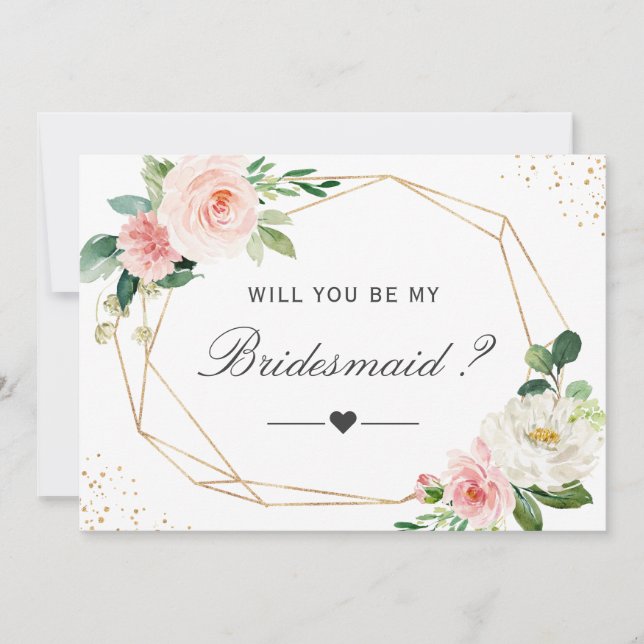 Werden Sie meine geometrische Blusenblüte sein? Einladung (Vorderseite)