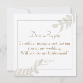 Werden Sie meine goldene Bridesmaid-Blumenkarte? Einladung