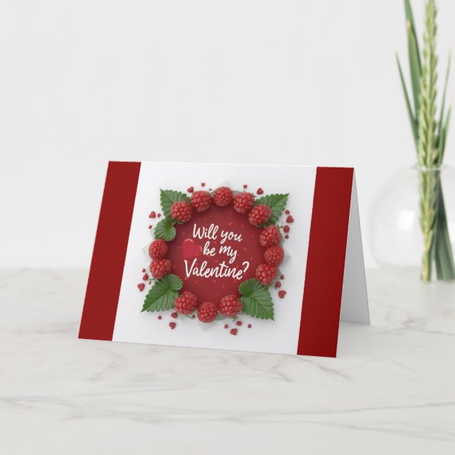 Werden Sie meine Himbeerkarte Liebe sein? Dankeskarte (Vorderseite)