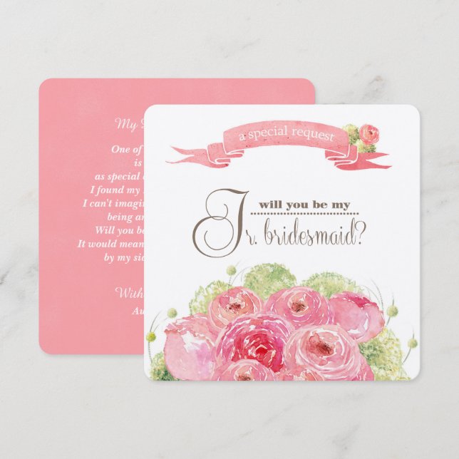 Werden Sie meine Jr. Bridesmaid sein? Romantische  Einladung (Vorne/Hinten)