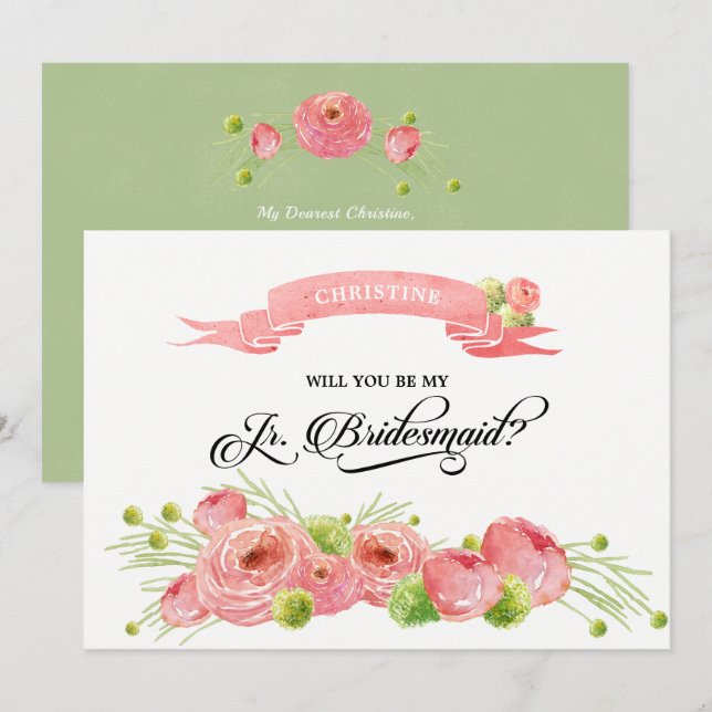 Werden Sie meine Junior Bridesmaid sein?Benutzerde Einladung (Vorne/Hinten)