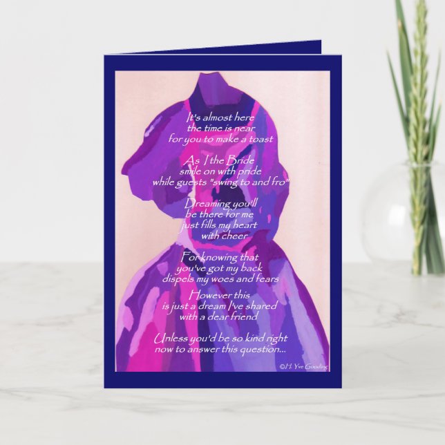 Werden Sie meine Lila Winterhochzeit in Bridesmaid Einladung (Vorderseite)