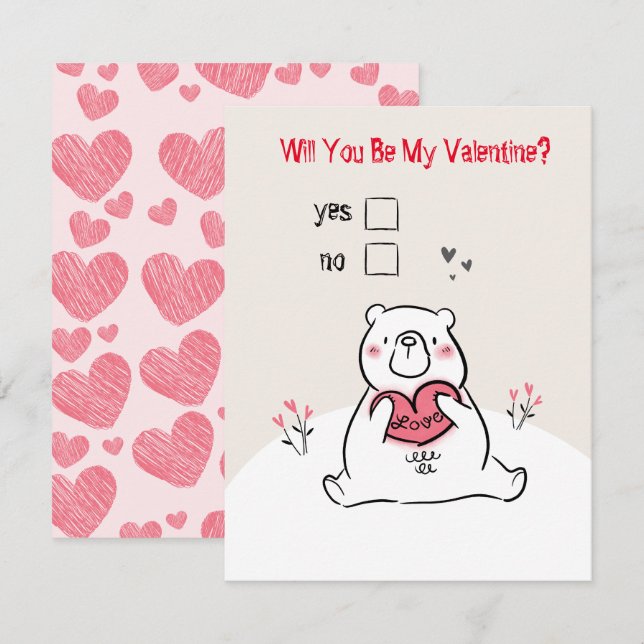 Werden Sie meine niedliche Valentinerkarte sein? Mitteilungskarte (Vorne/Hinten)
