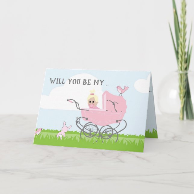 Werden Sie meine Pink-Babykarte sein? Einladung (Vorderseite)