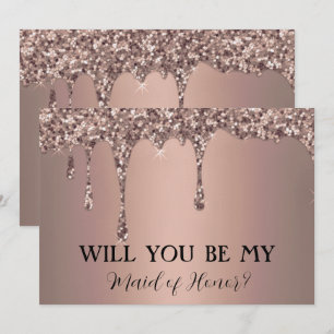 Werden Sie meine Rose Gold Sparkle Glitzer Tropfen Save The Date