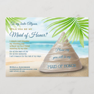 Werden Sie meine Trauzeugin Beach Wedding Muschel  Einladung
