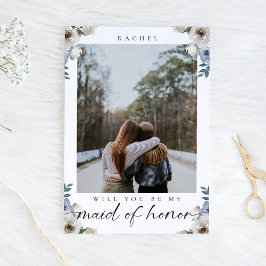 Werden Sie meine Trauzeugin Blue Rose Foto Postkarte