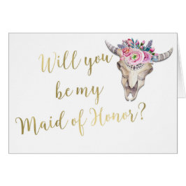 Werden Sie meine TRAUZEUGIN Boho Kuh Skull Gold