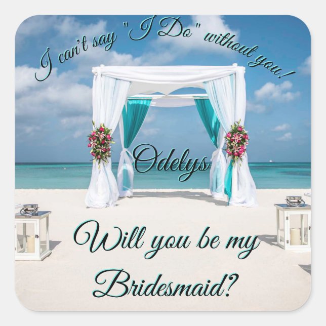 Werden Sie meine Trauzeugin/Bridesmaid sein? Quadratischer Aufkleber (Vorderseite)