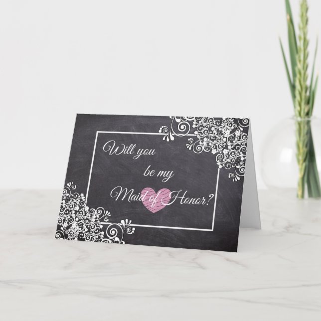 Werden Sie meine Trauzeugin Card Chalkboard Style  Einladung (Vorderseite)