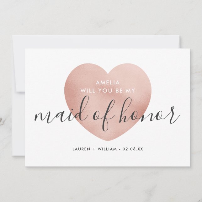 Werden Sie meine Trauzeugin Card - Rose Gold Einladung (Vorderseite)