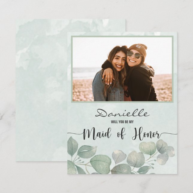 Werden Sie meine Trauzeugin Eukalyptus sein? (Vorne/Hinten)