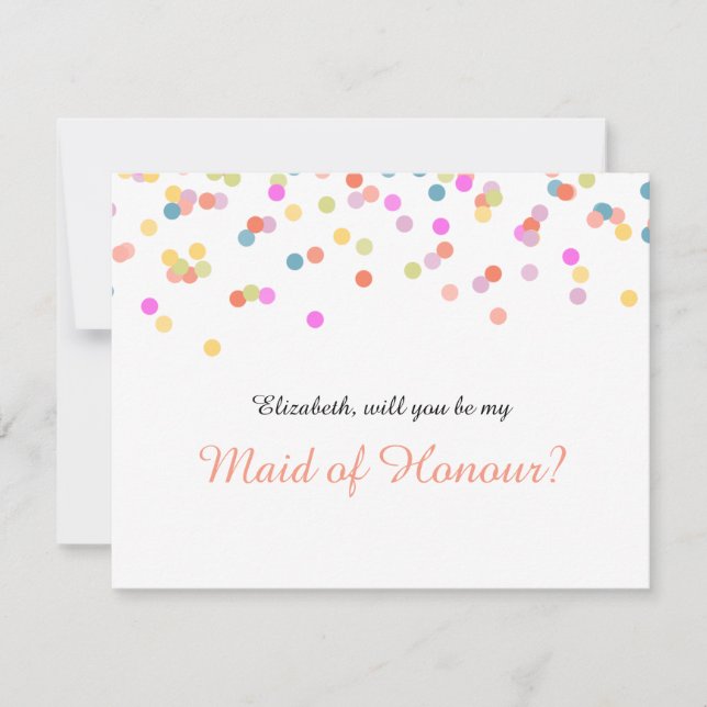 Werden Sie meine Trauzeugin Festive Confetti? Einladung (Vorderseite)