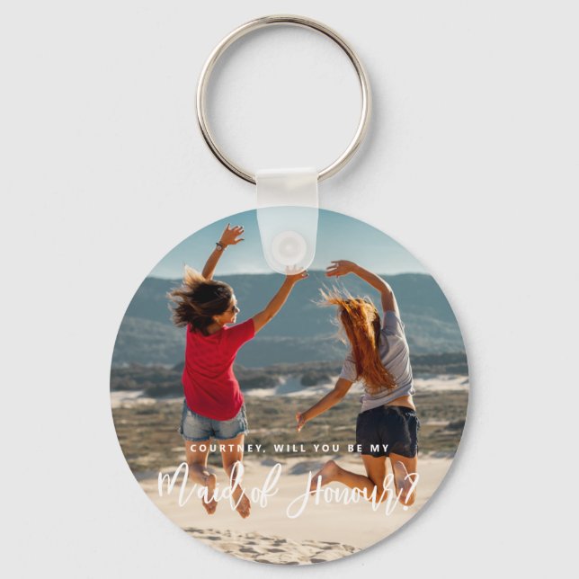 Werden Sie meine Trauzeugin Foto Keyring Schlüsselanhänger (Vorderseite)
