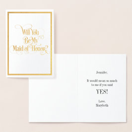 Werden Sie meine Trauzeugin Gold Foil Card Folienkarte