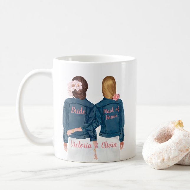 Werden Sie meine Trauzeugin Jean Jacket Tasse (Mit Donut)