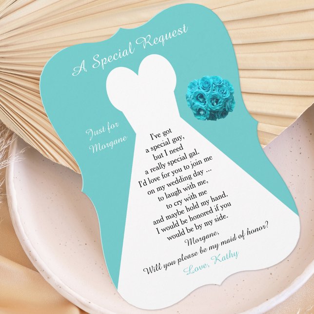 Werden Sie meine Trauzeugin Kleid mit Rose Aqua Einladung (Von Creator hochgeladen)