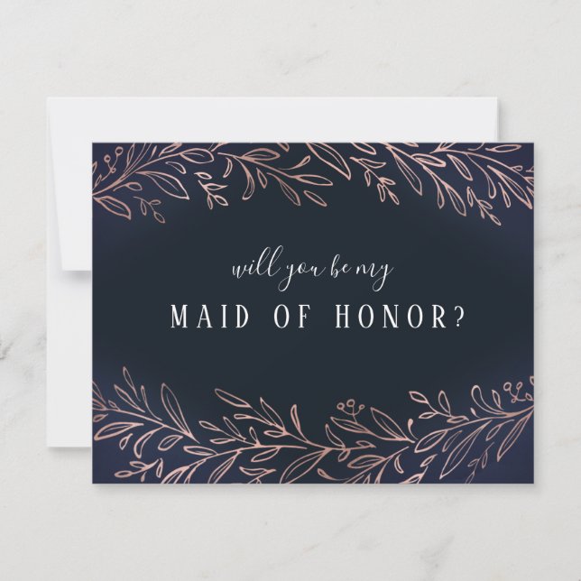 Werden Sie meine Trauzeugin Rose Gold botanischen Einladung (Vorderseite)