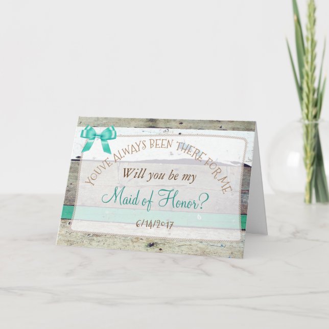 Werden Sie meine Trauzeugin Rustic Wood Card sein? Einladung (Vorderseite)