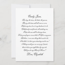 Werden Sie meine Trauzeugin-Script-Pocket-Karte