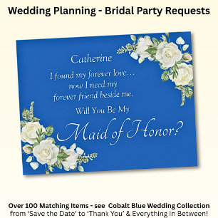 Werden Sie meine Trauzeugin sein? Cobalt Blue & Wh