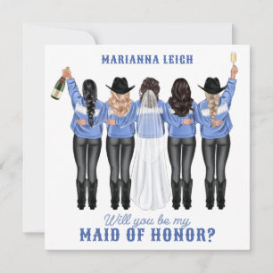 Werden Sie meine Trauzeugin sein? Mädchen in Denim Einladung