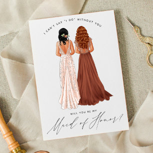 Werden Sie meine Trauzeugin sein? Mädchen in Gowns Einladung