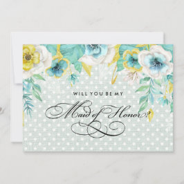 Werden Sie meine Trauzeugin sein? Mint Floral Burl Einladung