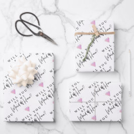 Werden Sie meine Trauzeugin sein, Papierblätter zu Geschenkpapier Set