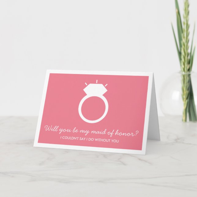 Werden Sie meine Trauzeugin sein? Pink-Ring-Karte Einladung (Vorderseite)