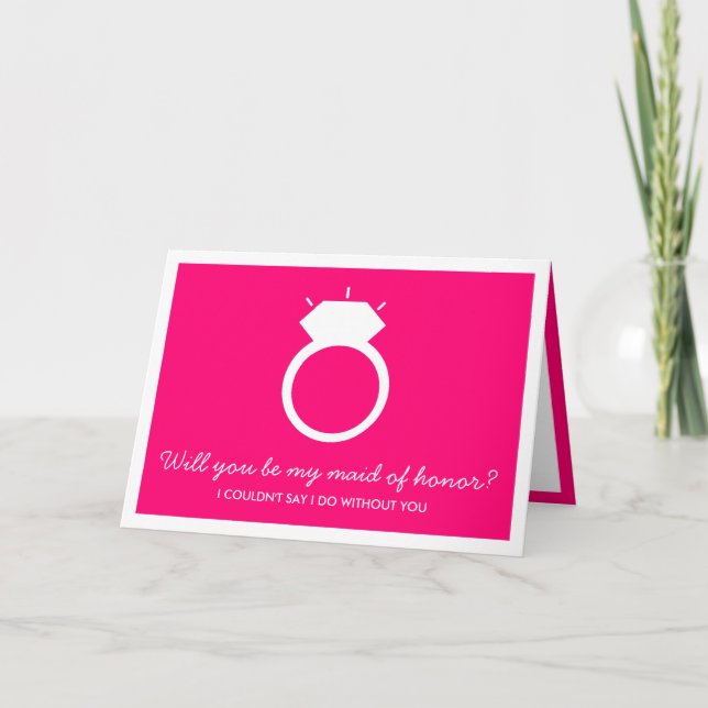 Werden Sie meine Trauzeugin sein? Pink-Ring-Karte Einladung (Vorderseite)